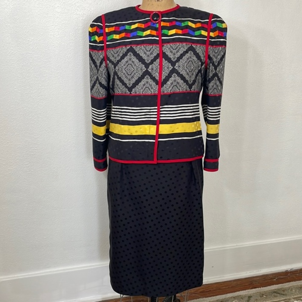 Vintage Anne Crimmins for UMI Collections silk geometric career dress